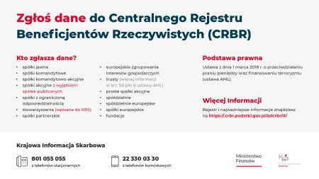 Zgłoś dane do Centralnego Rejestru Beneficjentów Rzeczywistych (CRBR)