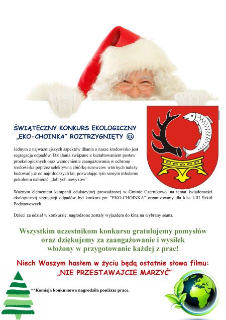 Świąteczny konkurs ekologiczny „Eko-Choinka” roztrzygnięty - plakat