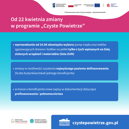 Ulotka od 22 kwietnia zmiany w programie „Czyste Powietrze”