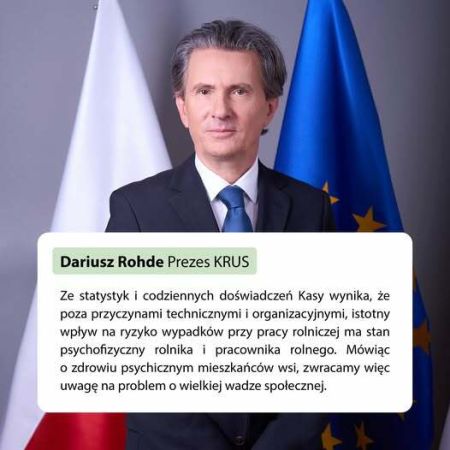 Plakat Dobrostan Rolnika - Zdjęcie Pana Dariusza Rohde Prezesa KRUS