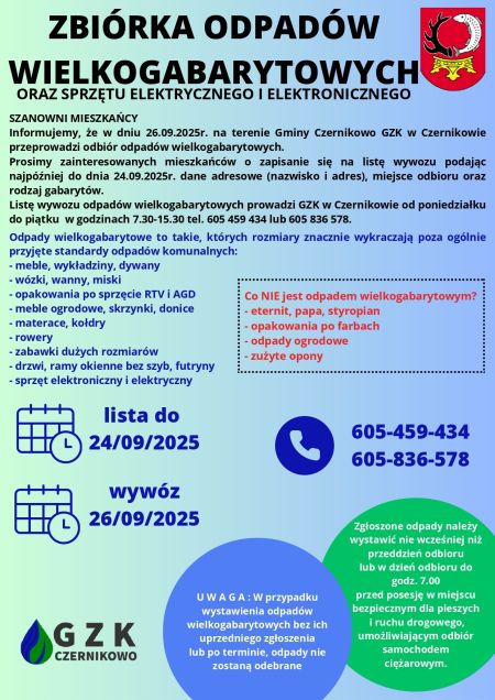 Plakat - Zbiórka odpadów wielkogabarytowych oraz sprzętu elektrycznego i elektronicznego