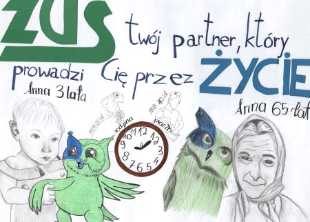 Grafiti z logem ZUS oraz napisem twój partner, który prowadzi cię przez życie