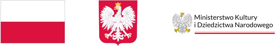 Flaga i Godło Polski oraz logo Ministerstwa Kultury i Dziedzictwa Narodowego