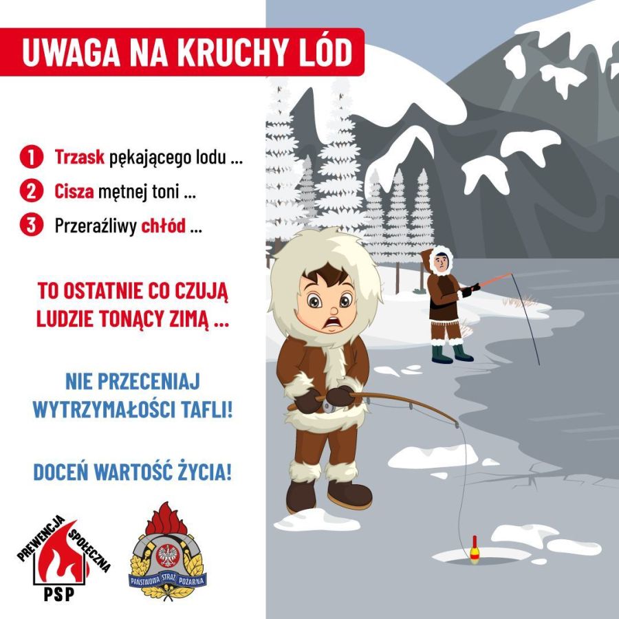 Plakat - Uwaga na kruchy lód