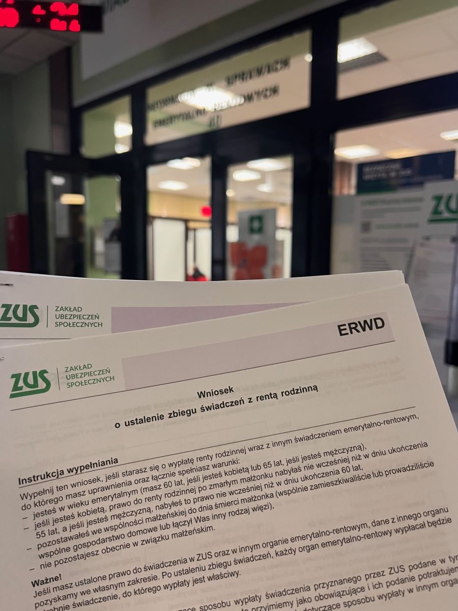 zdjęcie wniosku o ustalenie zbiegu świadczeń z rentą rodzinną