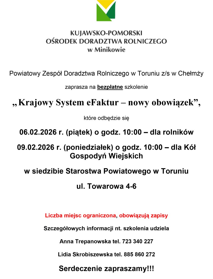 Plakat - Informacja o szkoleniu KSeF 2026