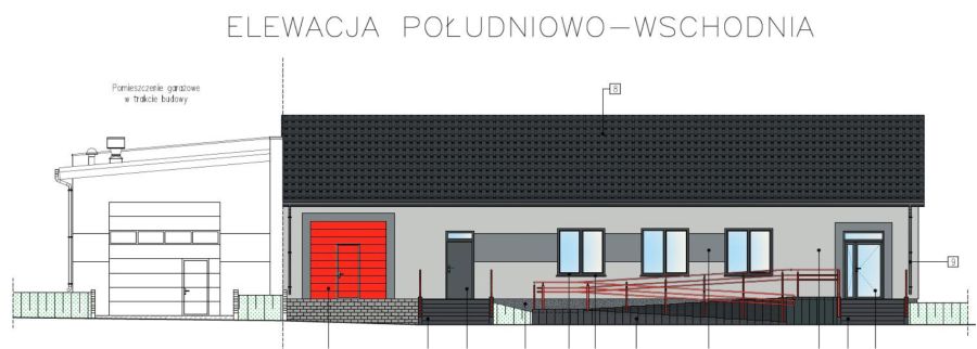 Szkic remizy OSP Steklin