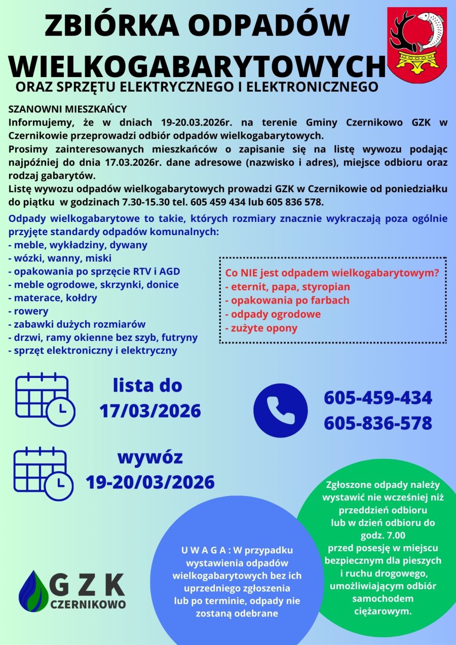 Plakat - Zbiórka odpadów wielkogabarytowych oraz sprzętu elektrycznego i elektronicznego