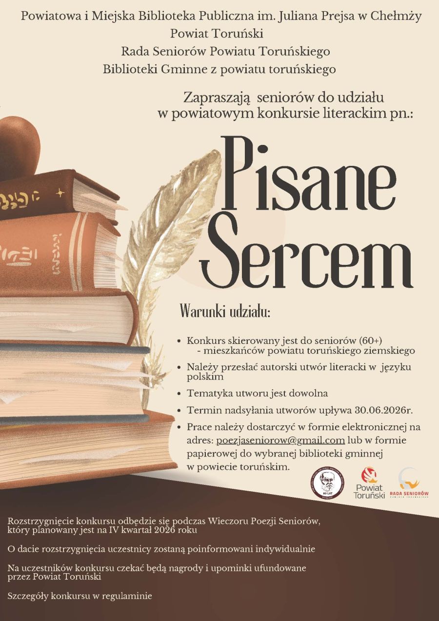 Plakat konkursu literackiego ,,Pisane Sercem”