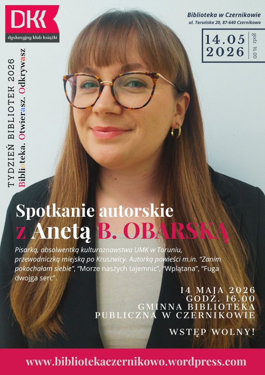 Plakat - spotkanie autorskie z Anetą Obarską