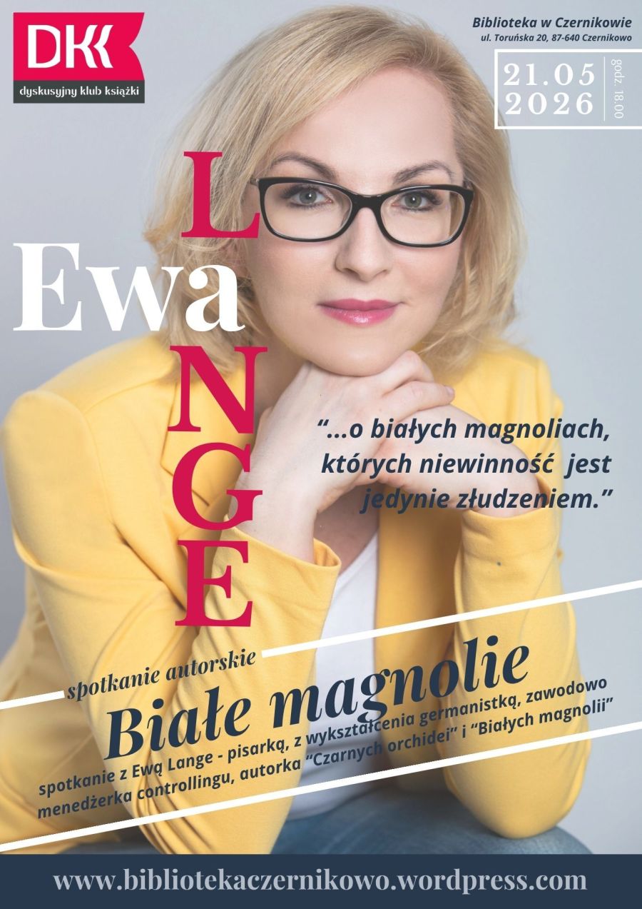 Plakat - Zaproszenie na spotkanie autorskie z z Ewą Lange
