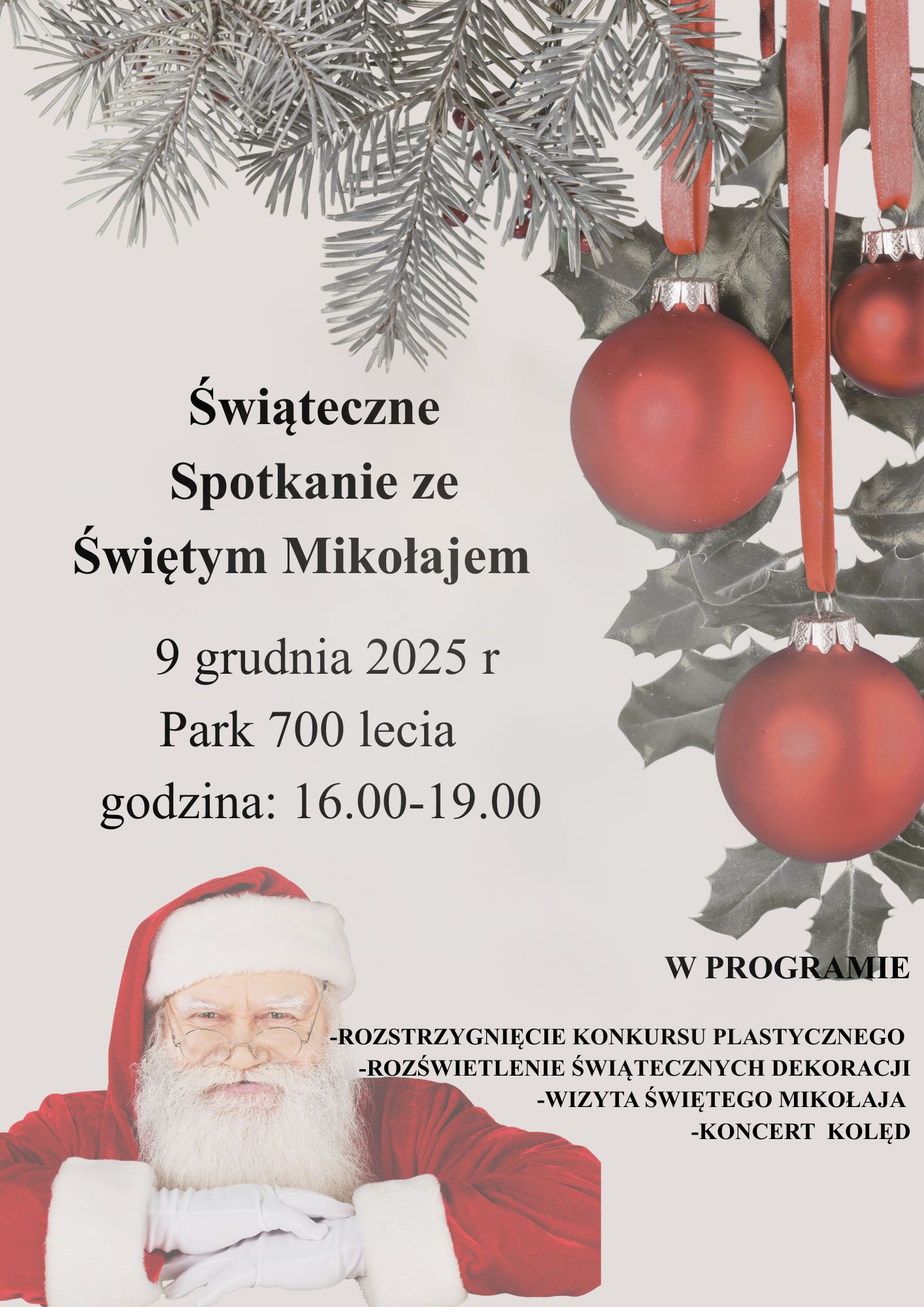 Plakat spotknie Mikołajem 