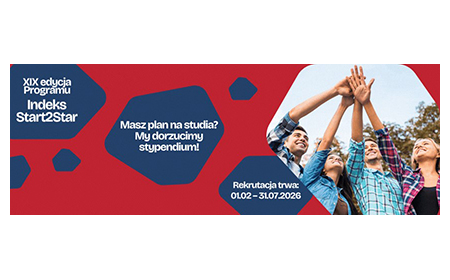 XIX edycja programu stypendialnego „Indeks Start2Star” – dla kandydatów na studia – matura 2026