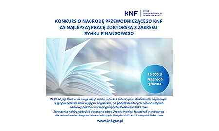 XV edycja Konkursu o Nagrodę Przewodniczącego Komisji Nadzoru Finansowego
