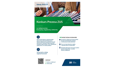 Rusza VI edycja Konkursu Prezesa ZUS na najlepsze prace naukowe z zakresu ubezpieczeń społecznych