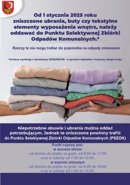 Ulotka informacyjna dotycząca zużytych tekstyli