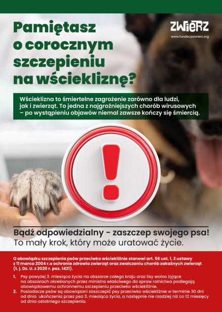 Pamiętasz o corocznym szczepieniu na wściekliznę - plakat