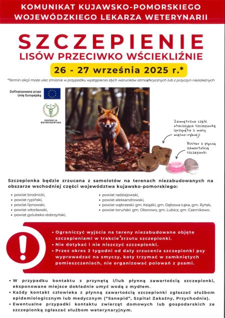Komunikat Kujawsko - Pomorskiego Wojewódzkiego Lekarza Weterynarii - Plakat