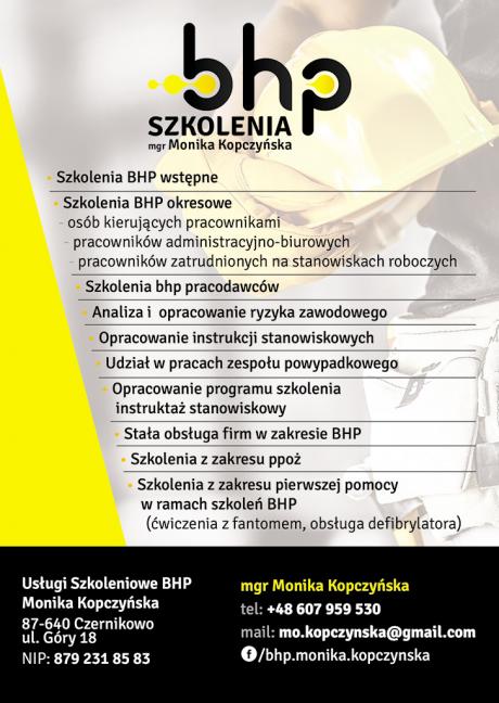 Usługi Szkoleniowe BHP Monika Kopczyńska