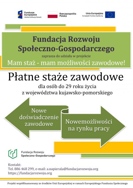 Plakat Mam staż mam możliwości zawodowe